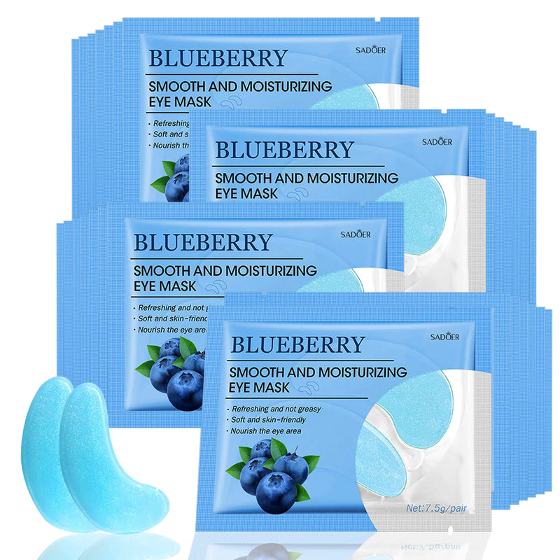 Ruzzut Under Eye Patches- 28 Pairs Blueberry Collagen Eye Mask Eye Patches for Reducing Puffy Eyes and Dark Circles Anti Aging Gel Eye Pads Under Eye Mask Blue
