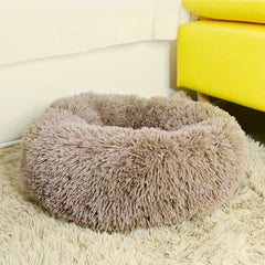 Round Plush Dog Bed for Deep Sleep - Small to Medium