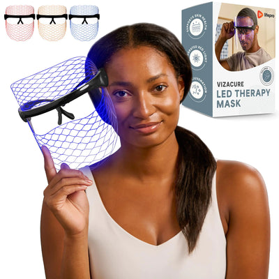 LifePro VizaCure LED Face Mask Light Therapy - Black Led Facial Mask for LED Light Face Therapy - an LED Light Mask for Face & Neck - Truly Portable Therapy Mask