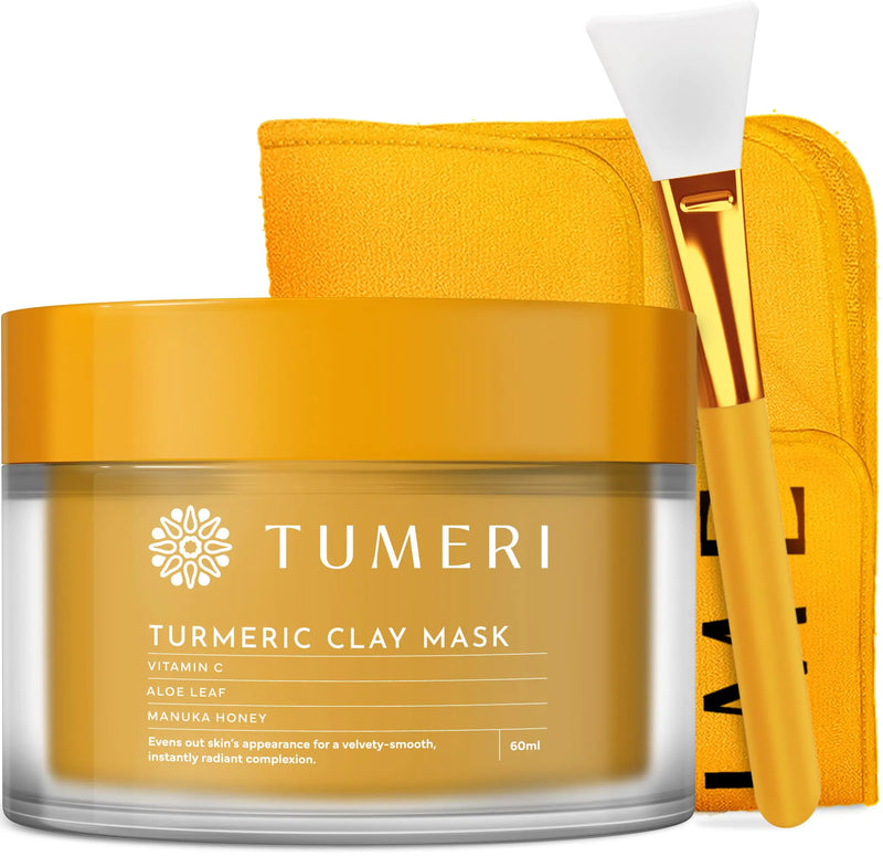 TUMERI Turmeric-Vitamin C Brightening Clay Mask Set - 2 oz